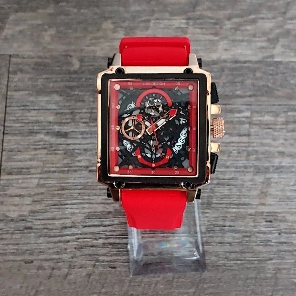 LIGE‎ New Fashion Chronograph Square Dial Watch for Men